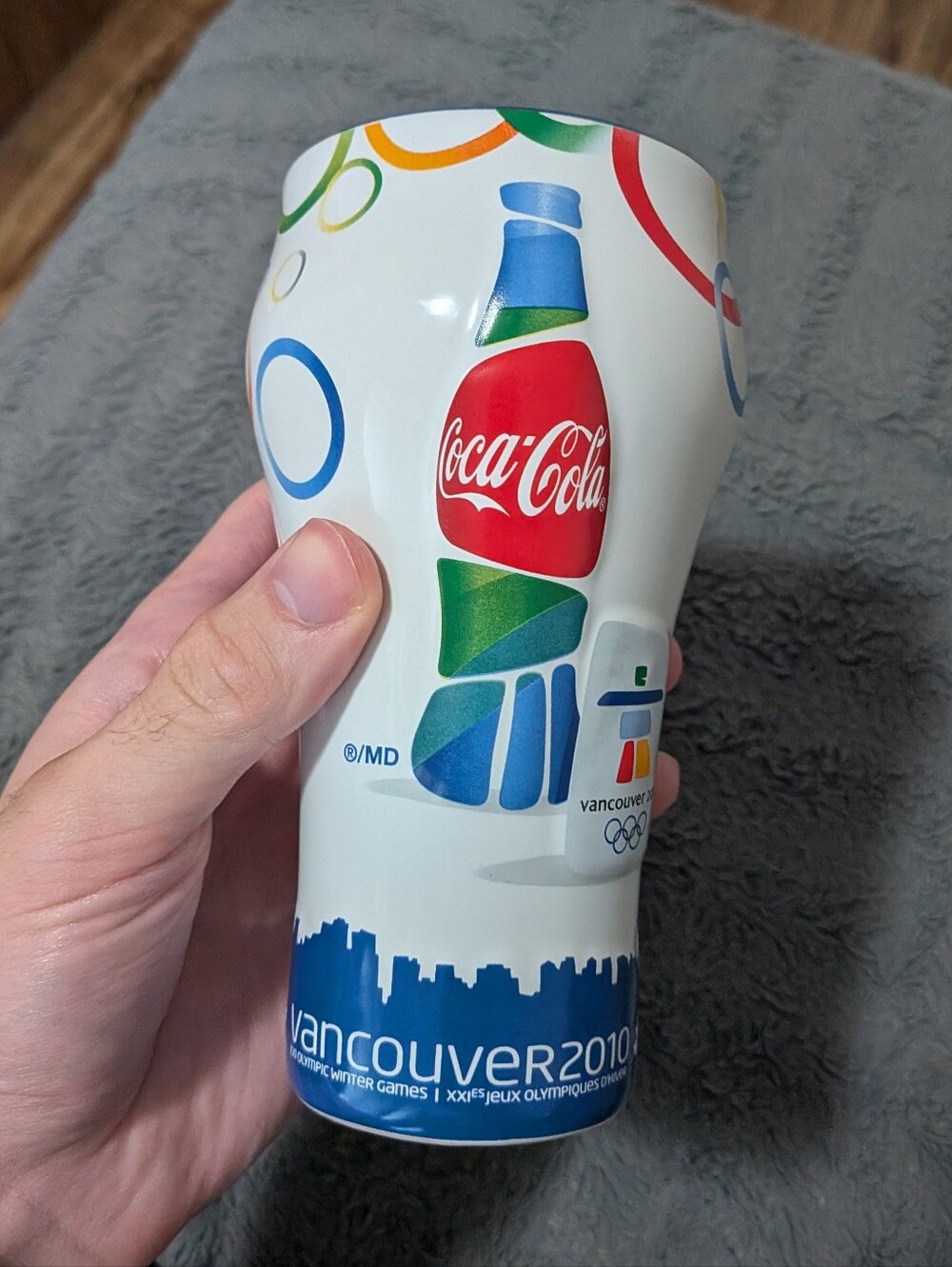 Coca Cola Vancouver 2010 Olympics White Collectible Glass Cup